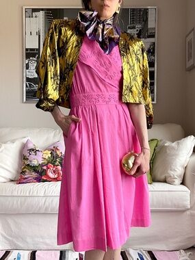 Vintage lightweight wrap front midi dress